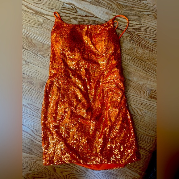 orange sequin homecoming dress - Picture 4 of 5